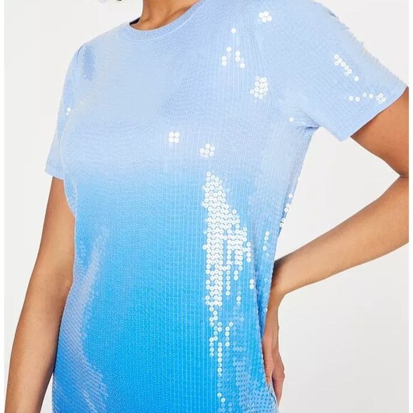 DESIGNER MICHAEL KORS OMBRE' SEQUINS CREWNECK PULLOVER DRESS MED - Picture 10 of 13